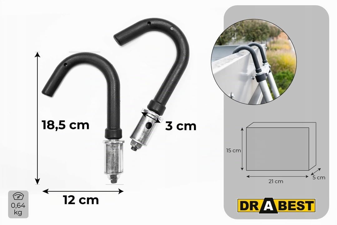 Drabest - Ganci per Scale da Tetto - Robusti Supporti in Acciaio e Alluminio - Compatibili con le Scale Drabest - Montaggio Facile e Veloce - 2 pezzi