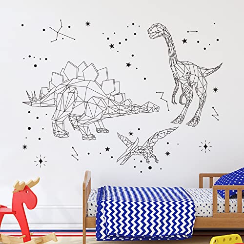 Superdant Dinosaur Wall Stickers Geometric Pterosaur Sticker Constellation Wall Decal Stegosaurus Wall Art Velociraptor Decoration For Boys Room Wall Decor Living Room Kids Bedroom Gifts #TOP3
