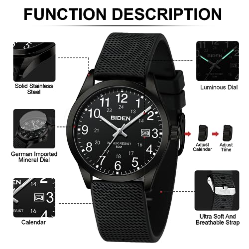 Image of LN LENQIN Mens Watches Analog Quartz Sports Unisex 30M Waterproof Nurse Watch for Men Women Medical Professionals Military Time with Second Hand Glowing Easy to Read Dial