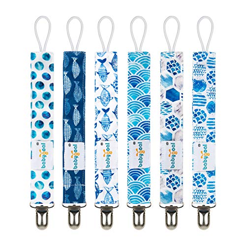 Image of babygoal Baby Pacifier Clips, 6 Pack Pacifier Holder for Girls and Boys Fits for Most Pacifiers and Binkies 6MP12