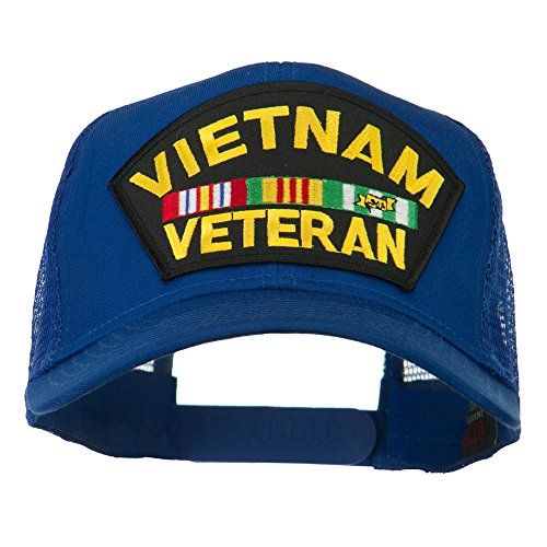 Vietnam Veteran Military Patched Mesh Back Cap - Royal OSFM Blue