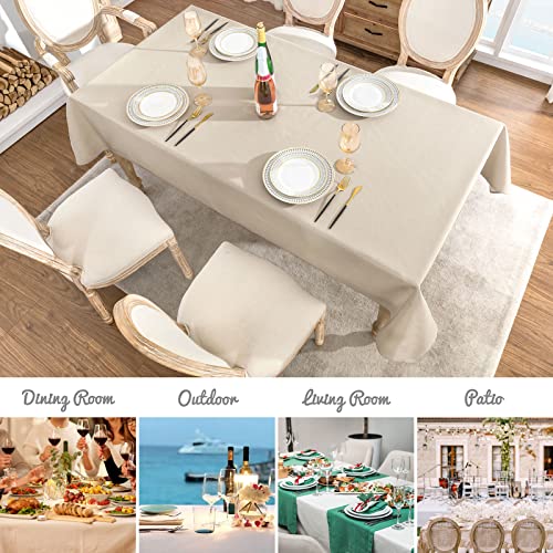 Veblandy Rectangle 6 Feet Tablecloth 60X104 Inch Linen Textured Table Cloth Stain And Wrinkle Resistant Washable Polyester thumb #6