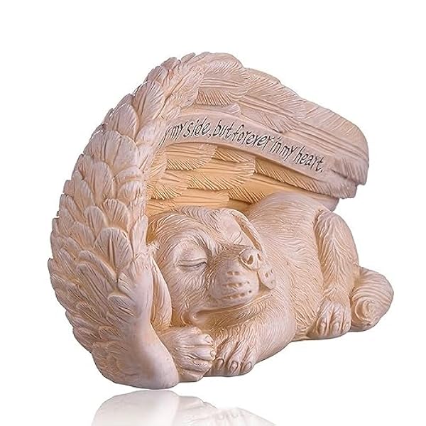 SDBRKYH Engel hond standbeeld, hars ambachtelijke ornamenten Tuin binnenplaats decoratie huisdier gedenkteken grafsteen 8.2X3.1X4.1in