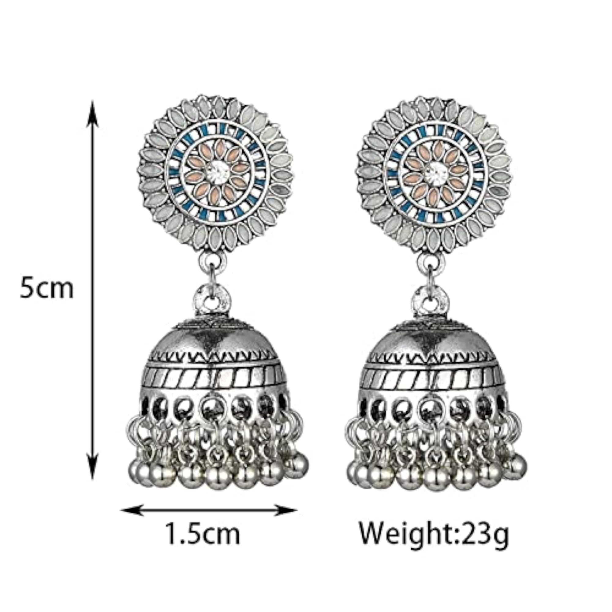 Multicolor Stone Studded Tassel Earrings