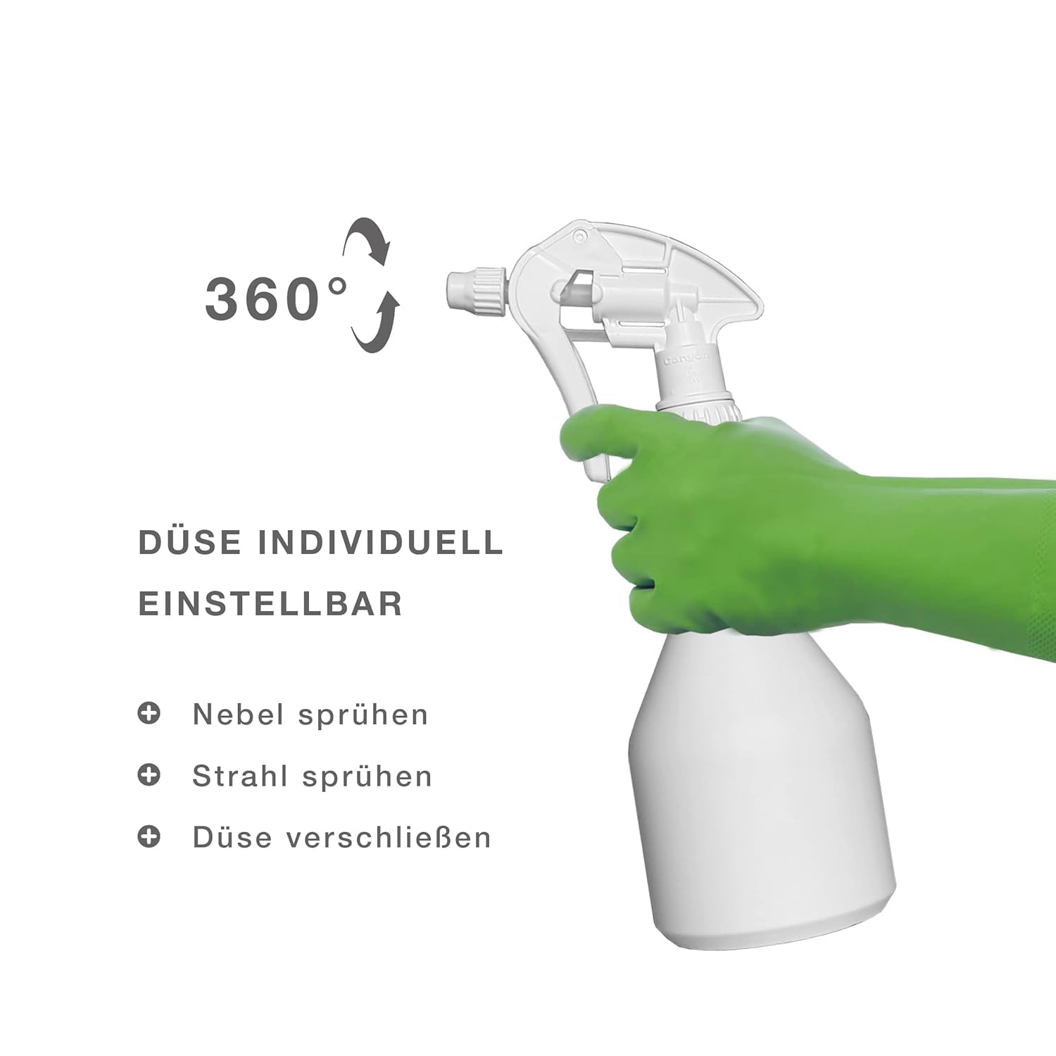 1 spruzzatore vuoto da 500 ml, resistente agli agenti chimici, con testina spray Canyon CHS 3A, bottiglia HDPE a forma di mazza, flacone spray professionale per la pulizia di laboratorio
