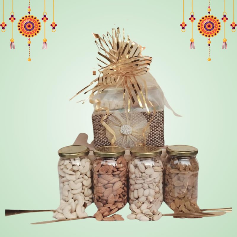 Image of NUTRI MIRACLE Dry Fruits Gift Pack for Bhai & Bhabhi | Raksha Bandhan Hamper with Warm Wishes