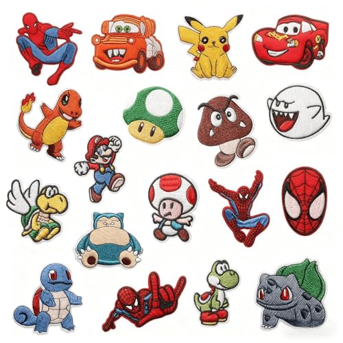 18 Pièces Patchs Thermocollants en Polyester - Autocollants Couture Mignons et Colorés pour Enfants - Écussons à Repasser pour Vêtements, Sacs à Dos &...