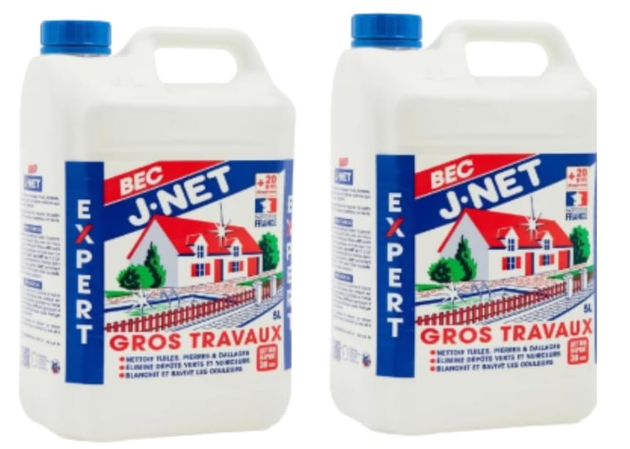 Bec J-net Nettoyant Gros Travaux, 10 Litres, Détruit Dépôts Verts et Noirceurs, Multi-Surface, Lot de 2 Bidons de 5 Litres