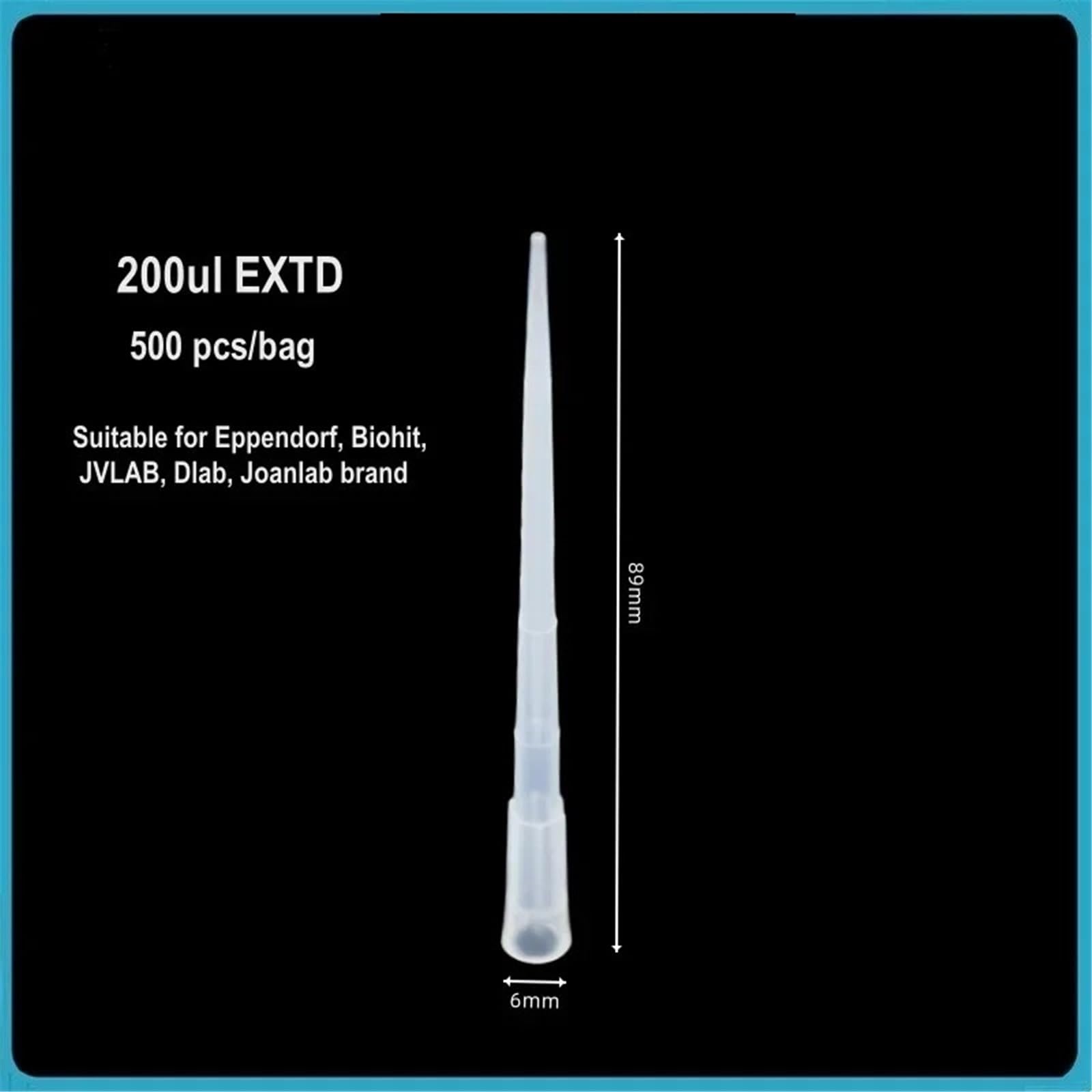 Pipettenspitze 200 µl, Pipetten-Ersatzteile, Ultra-Mikro-Dosierspitzen, Kunststoff, weiß, 6 mm × 89, 500 Stück/Packung