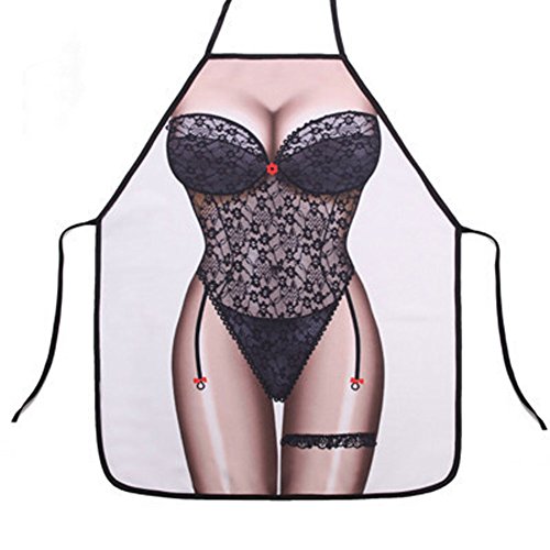 Hense Funny Sexy Kitchen Apron, Lady’s Girls,Chef Waitress Apron Wonder Lady Cooking Baking Pottery and Grilling (HSW-015-001)