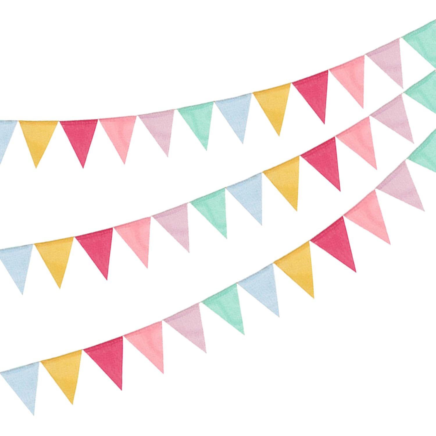 DYSWTUE 36 Flags 12M Bunting Banner, Multicolor Outdoor Waterproof Triangle Flags Imitated Linen Burlap Bunting Supply for Wedding, Birthday Party, Home Festival Decoration, Garden