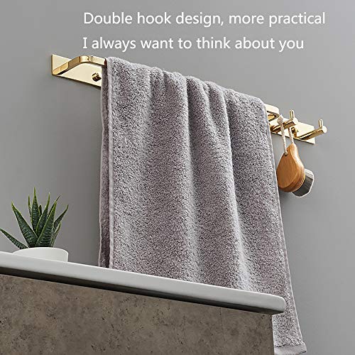 Porte-serviettes mural or double rangement avec crochets laiton - 6