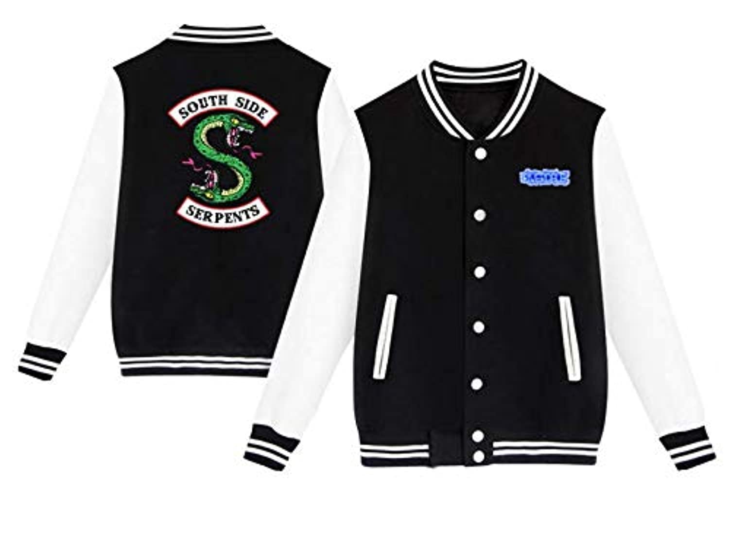 Fashion Serpents printing leisure long sleeve black jacket Riverdale Baseball Uniform button cotton Coat
