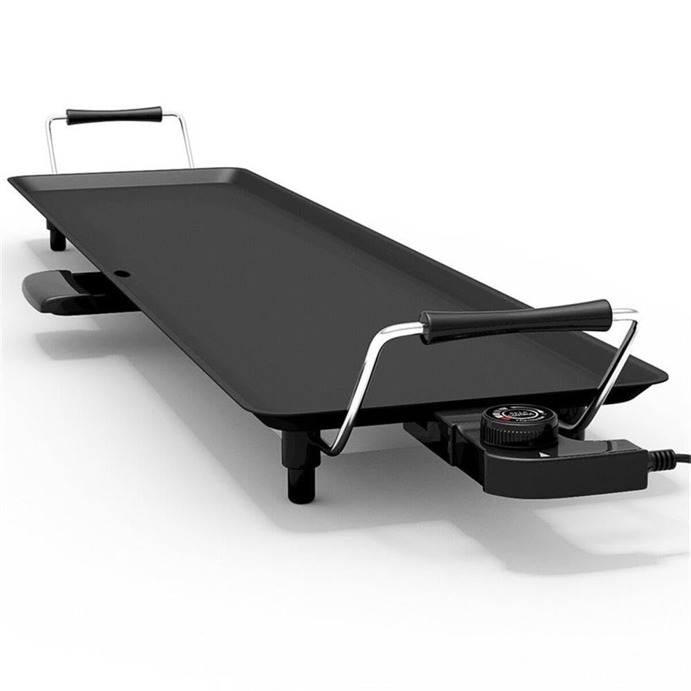 Pemberly Row 35" Electric Teppanyaki Tabletop Grill BBQ, Nonstick Griddle with Adjustable Temperature, Portable Flat Top for Indoor Outdoor Cooking, Black