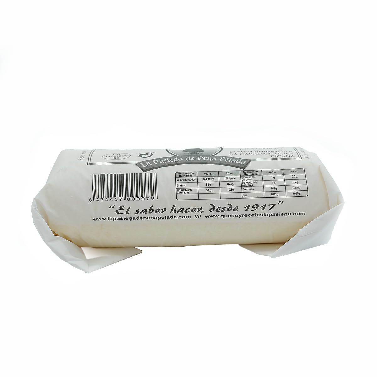 LA PASIEGA DE PEÑA PELADA Mantequilla Artesanal, PACK DE 2 Rulos de 500 gr (aprox) en Papel Sulfurizado, 82% Materia Grasa, Sabor Tradicional y Natural - Origen Cantabria