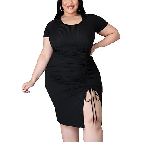 Women's Apparel Women's Plus Size Short Sleeve Off Shoulder Stripe Dress XL-XXXXXL