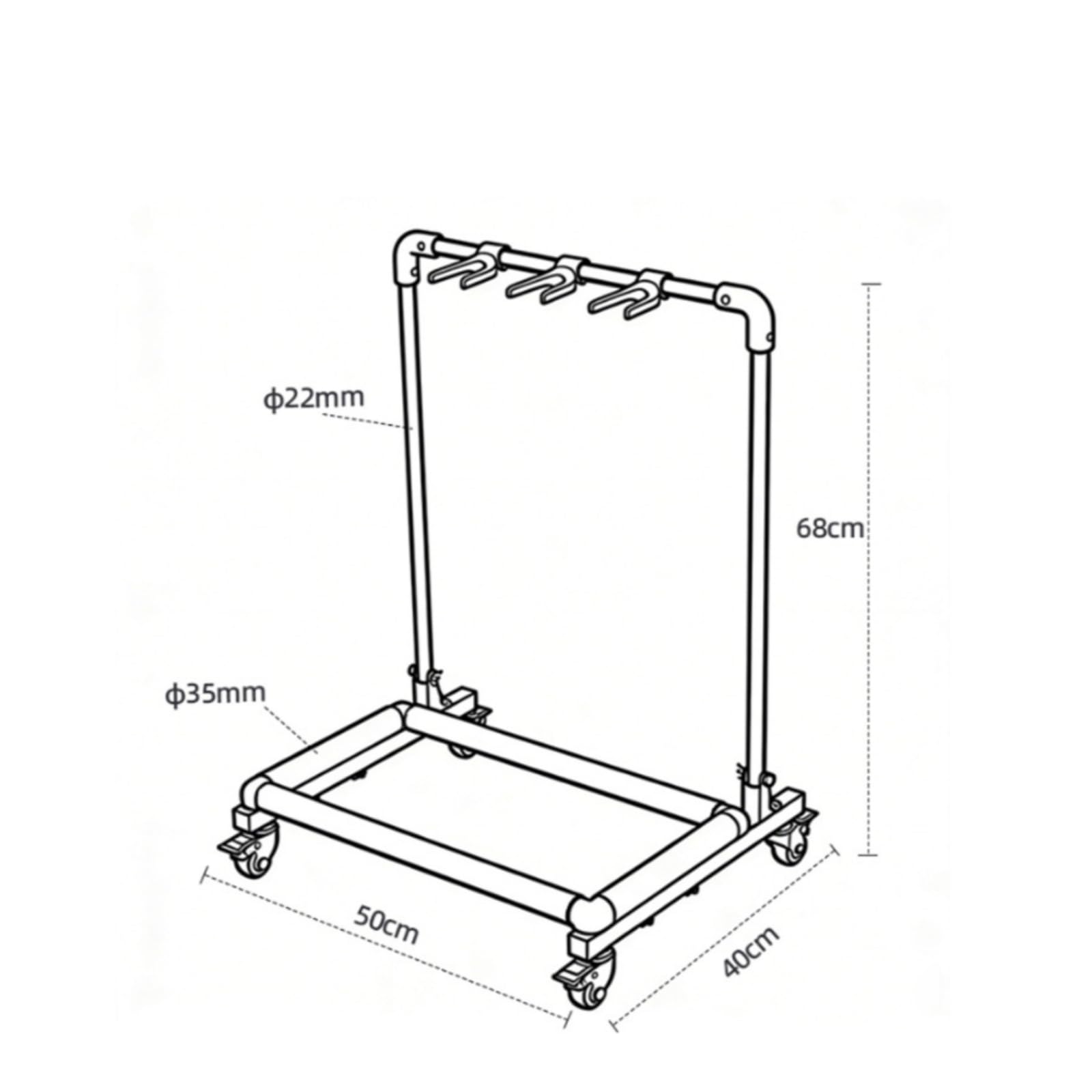 Gitarrenständ mit Rollen rollbar Mehrfach-Gitarrenständ platzsparend Gitarrenstativ für Gitarristen