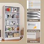 Metal Bookcase, 14" Deep Bookshelf, 66" Tall Bookcases with Adjustable Shelves, 5 Shelf Bookcase, Industrial Bookshelves and Bookcases for Living Room, Office, Library. White Book Shelf. - Image 5