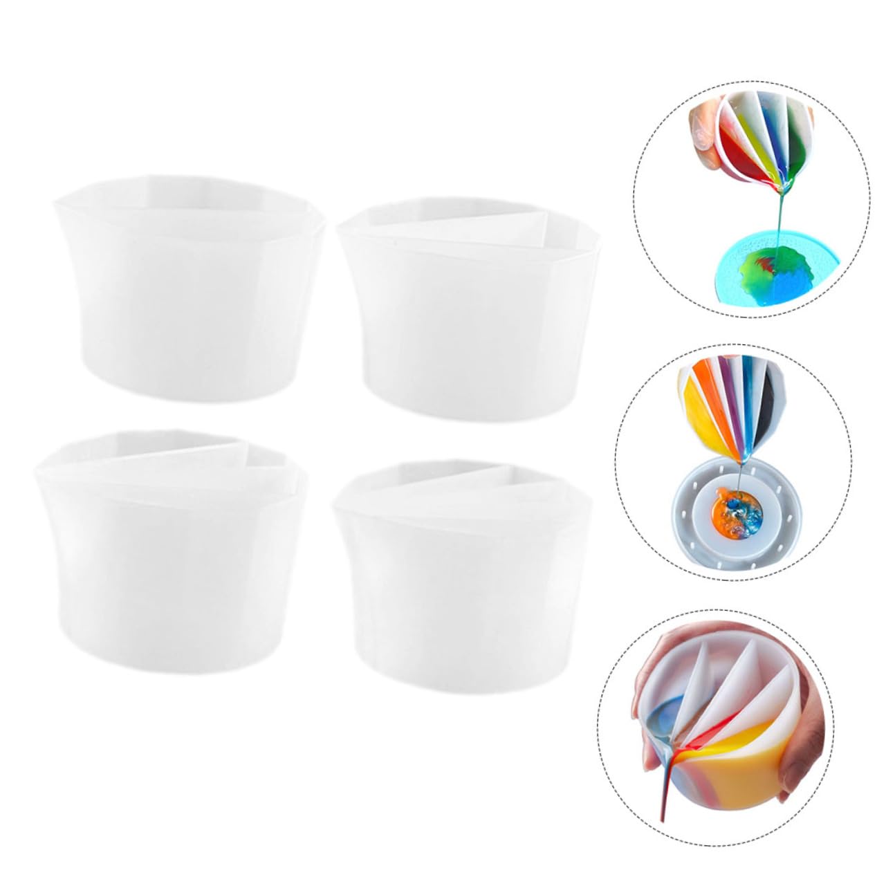 OSALADI 4Pcs Silicone Mixing Cups for Epoxy and Pigment Holders for DIY Crafts Easy to Clean and Use Flexible and Design for Jewelry Making and Art Projects