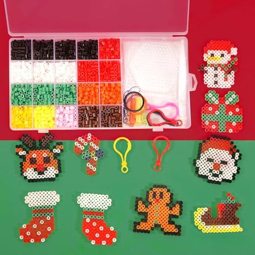 BOUTIKS Weihnachts Bügelperlen Set - 2000 Stück Bügelperlen 5mm mit...