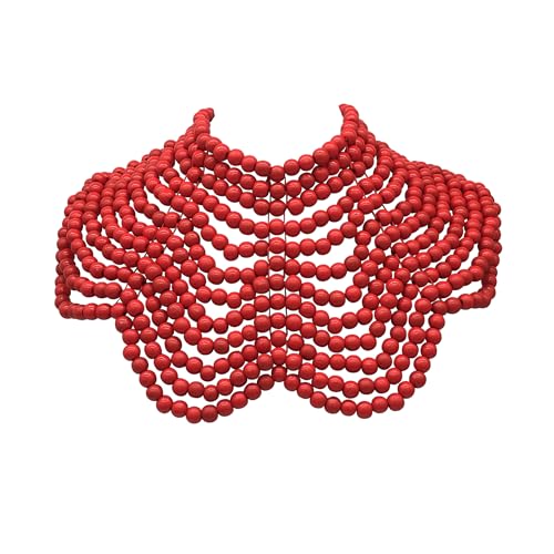 Jhwzaiy Statement African Jewelry Chunky Colorful Wood Beaded Necklaces For Women Strands Big Bib Choker Collar Multi Color Layered Cluster Tassel Wooden Bead Necklace Handmade Fashion Costume Accessories, cover