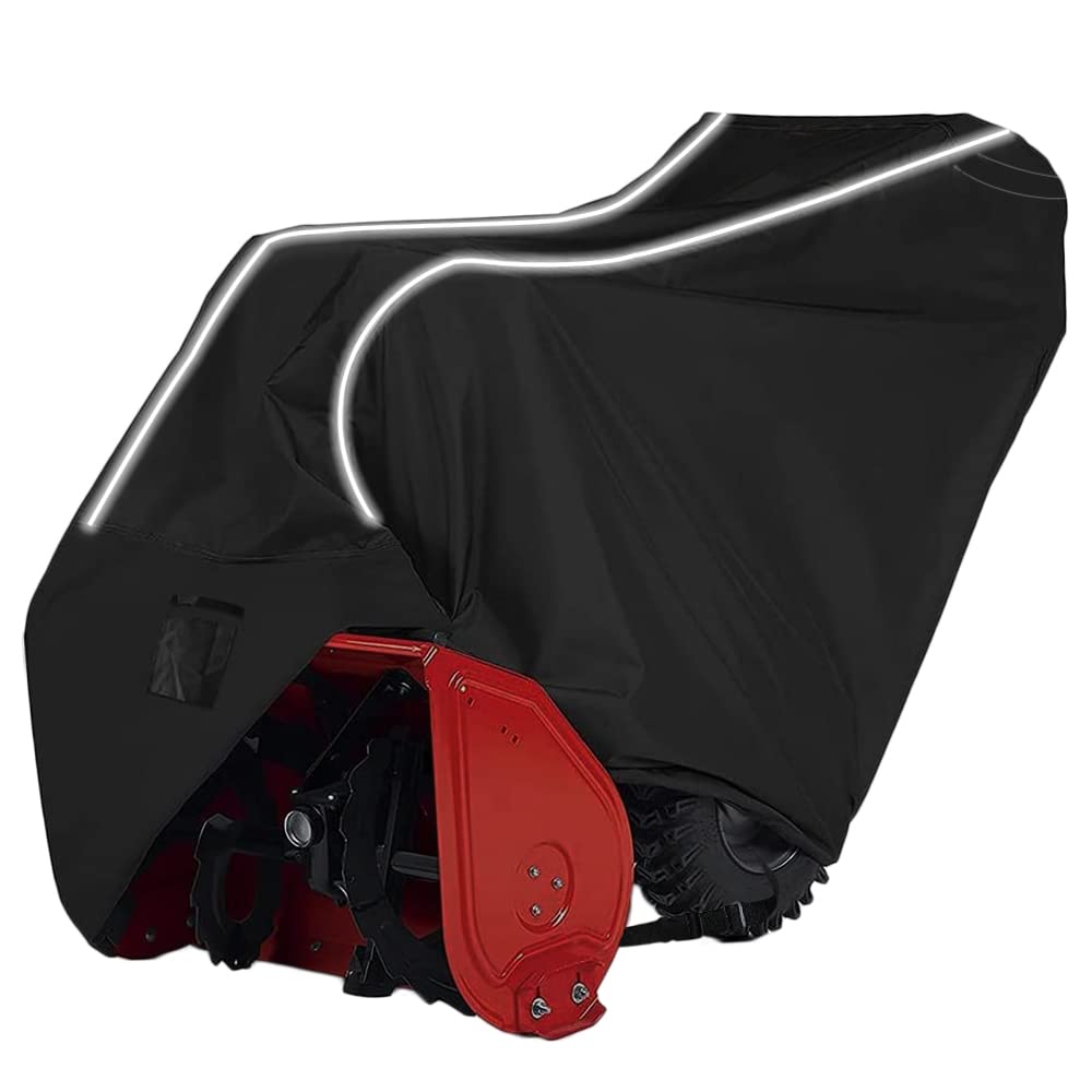Zenicham Heavy-Duty 600D Fade and Crack Resistant Snow Blower Covers, Waterproof, Snow Proof,UV-Proof Snowblower Cover Universal Fit，Snow Thrower Cover with Reflective Strips (50" L x 33" W x 40" H)