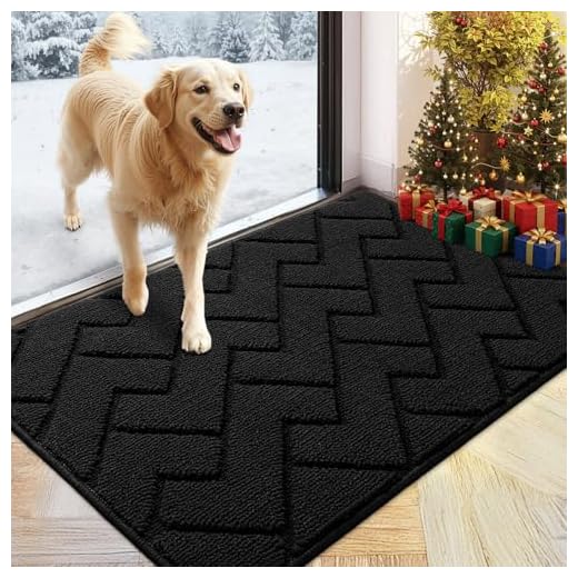 Indoor Doormat, Front Back Door Mat Rubber Backing Non Slip Door Mats 24”x35”Absorbent Resist Dirt Entrance Doormat Inside Floor Mats Area Rug for Entryway Machine Washable Low-Profile(Black)