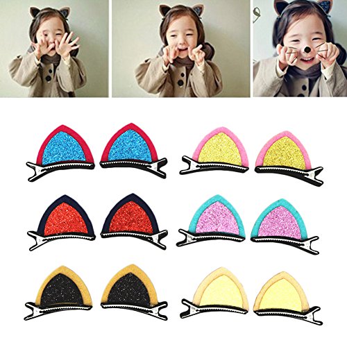 12Pcs Cute Cat Ears Hair Clips for Baby Kids Toddler Girls Adorable Hair Accessories
