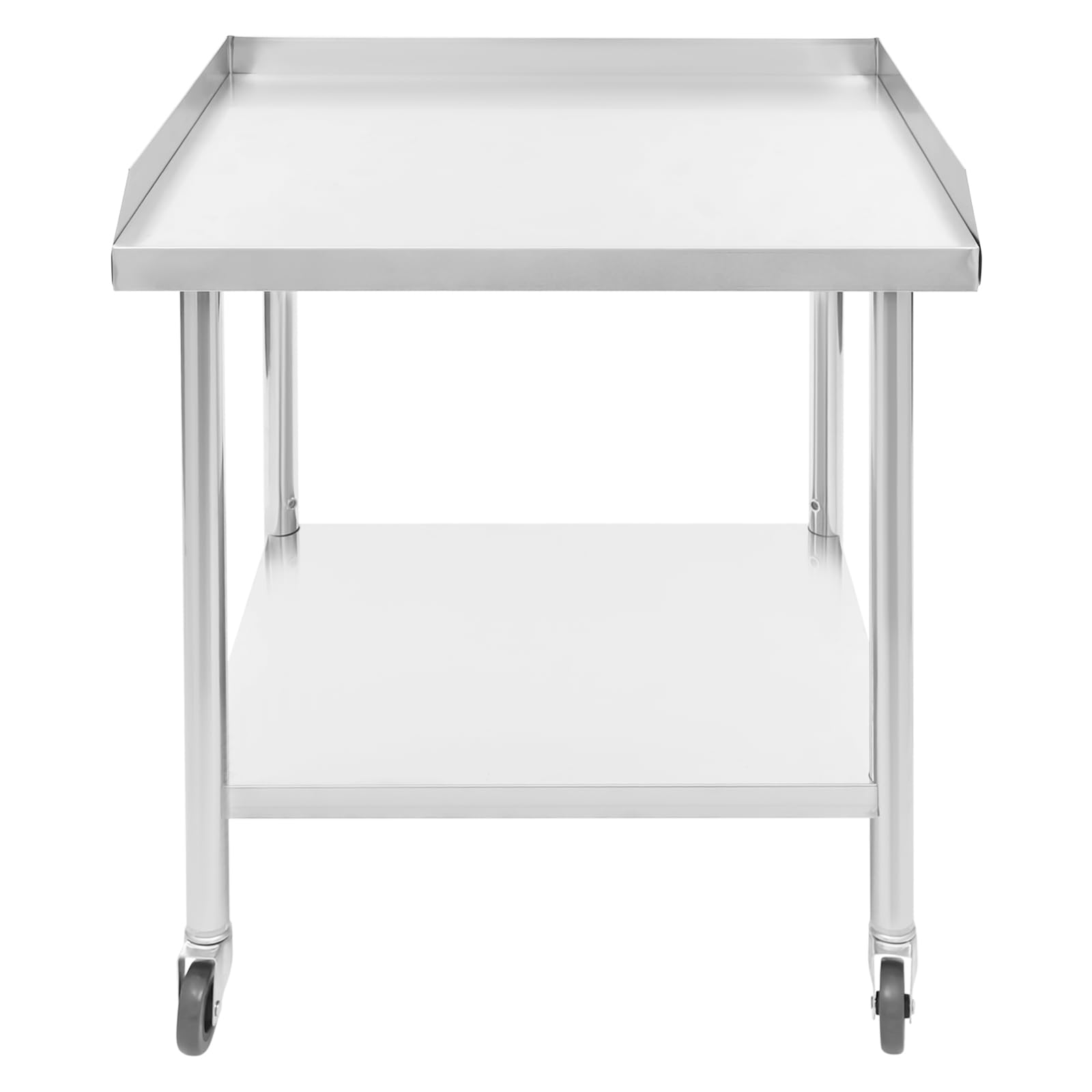 2-tier Work Table, Stainless Steel Work Table, Commercial Prep Table, Stainless Steel Work Table with Wheels, Stainless Steel Prep Table, Metal Work Table for Restaurant Home Hotel (23.62*23.62in)