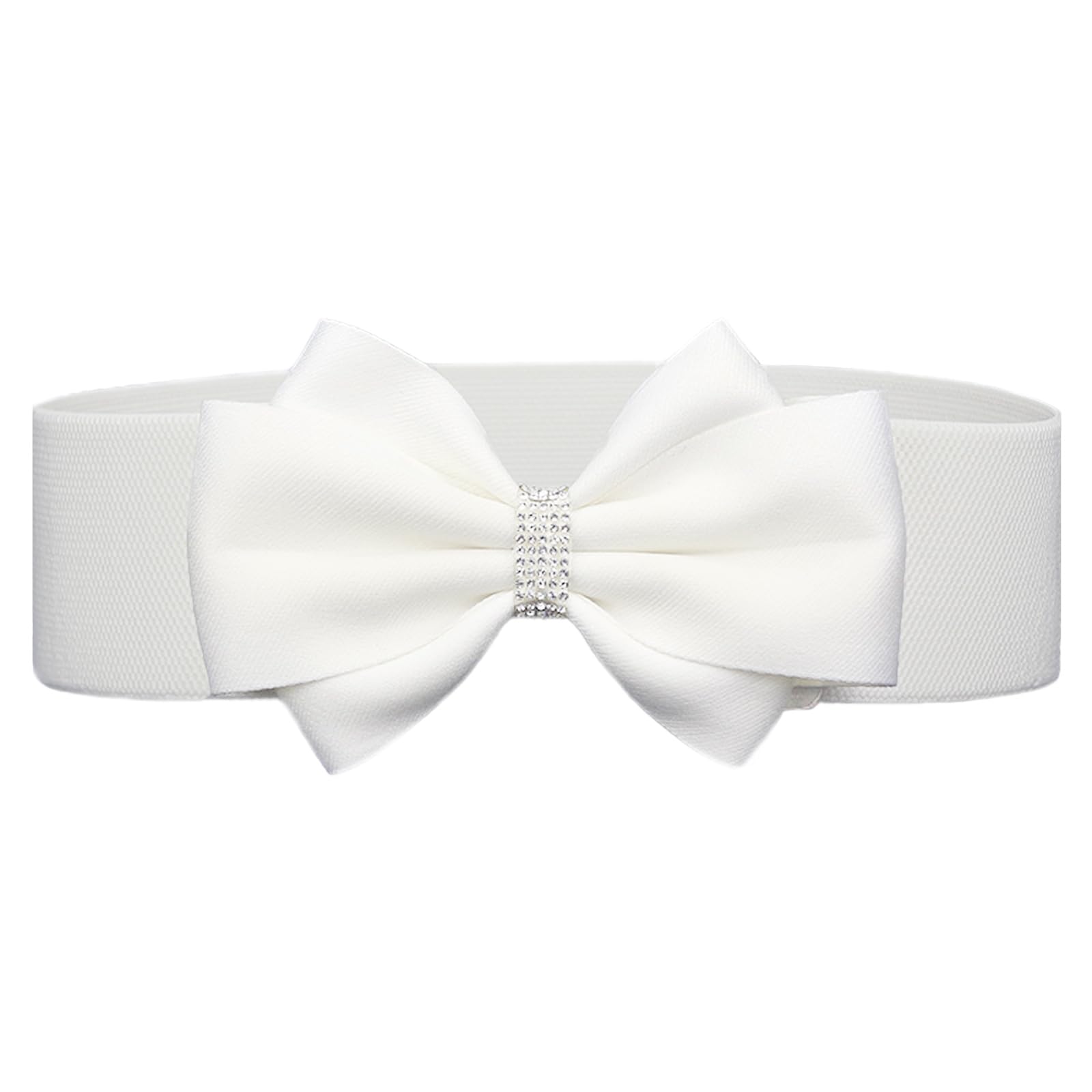 CholeekiWomen's Elastic Bow Belt Wide Rhinestone Stretch Belts Ladies Waist Accessories for Dress Jeans