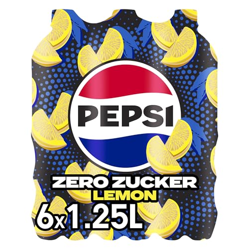 pepsi Zero Zucker Lemon, Das zuckerfreie Erfrischungsgetränk von Pepsi ohne Kalorien, Koffeinhaltige Cola mit Zitronengeschmack in der Flasche, EINWEG (6 x 1.25 l) (Verpackungsdesign kann abweichen) 3