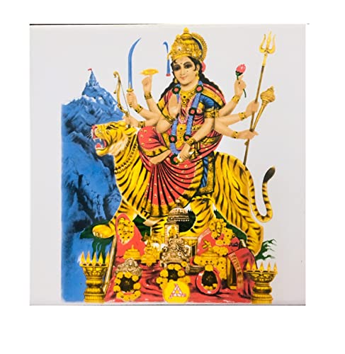 Image of Ceramic Devi Amba Tiles for Home Entrance, Temple, Office - 6 x 6 Inch