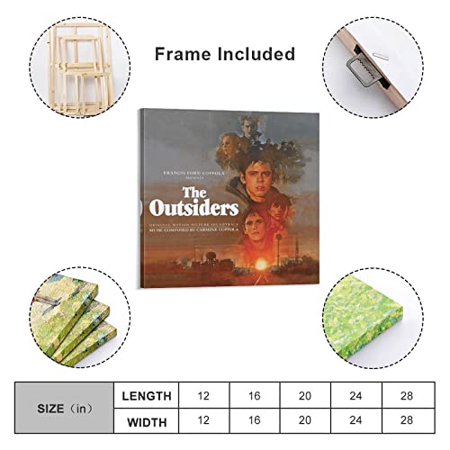 Poster De Pelicula The Outsiders Movie Posters,Coffee Decor,Vintage Posters Wall Art Paintings Canvas Wall Decor Home Decor Living Room Decor Aesthetic 28X28Inch(70X70Cm) Frame-Style #TOP1