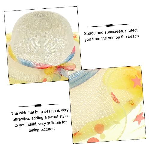 Gatuida 3pcs Wide Brim Beach Hat Protective Straw Cap for Sun Protection Lightweight and Breathable for Summer Outdoor Fun Beige2