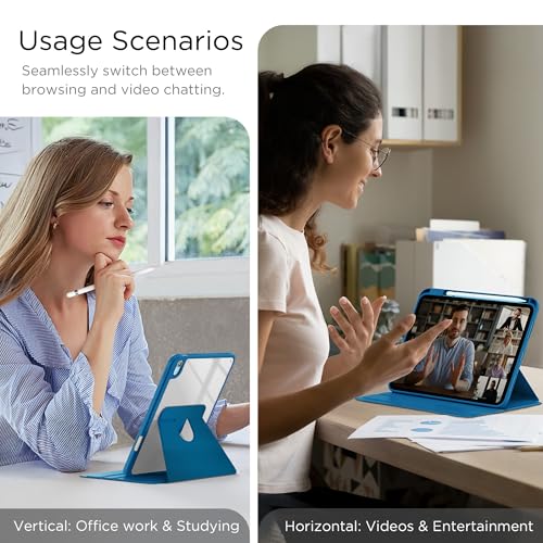 CACOE 360 Rotating Case for iPad (A16) 11th/10th Generation with Pencil Holder 2025/2022 11/10.9 inch, Shockproof Cover for iPad 11/10 Gen with Stand, Peacock Blue - Image 6