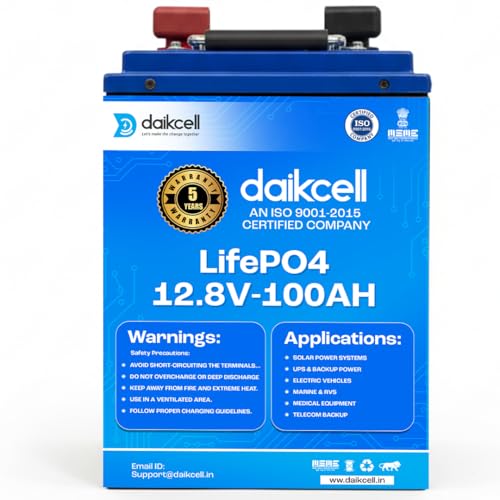 Image of daikcell 12.8V Lithium ion Inverter Battery for Home | Solar Compatible | BMS Protection | 15 Year Life | More Backup Than 180Ah+ Acid Battery | Works with Any Normal Inverter - 1+4 Years Warranty