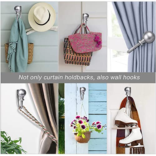 Kamanina Decorative Curtain Drapery Holdbacks, Round Finials Window Curtain Holdbacks, Antique Silver, Set Of 2 #TOP3