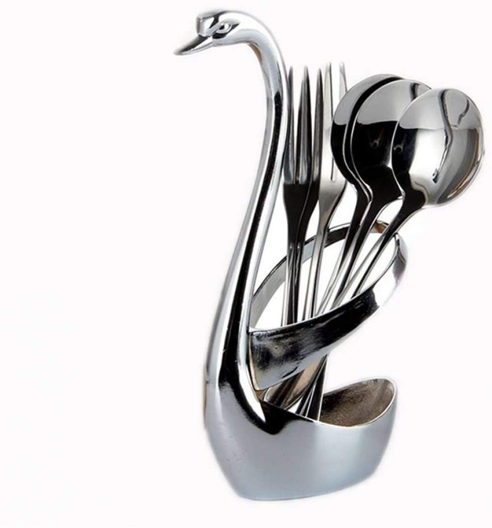 kuaileSwan-shaped support base for forks and fruit/dessert spoons. Creative gift for weddings, kitchen tableware sets