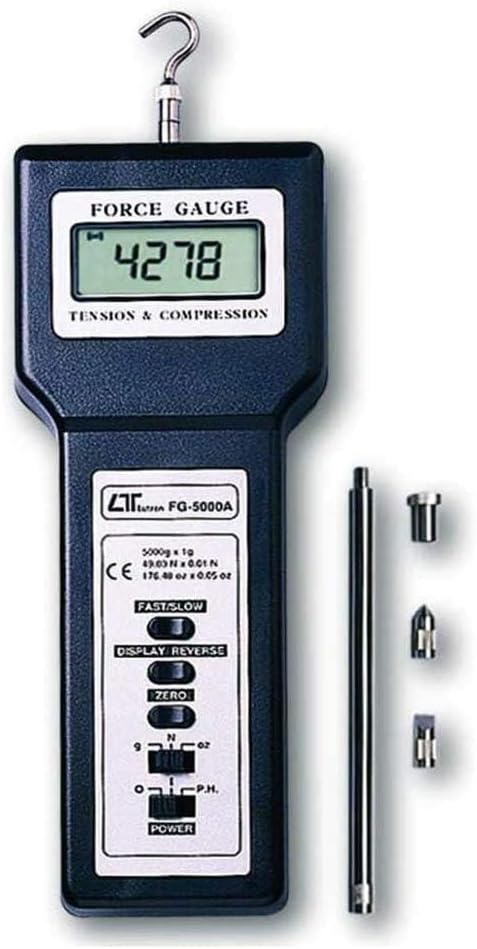 *Delivers within 1-Day* Electronic Digital Force Gauge (Range: 7 Kg) for Tension Spring, Peel Testing, Compression Spring, Bearing Torque with Factory Calibration Certificate Model: Lutron FG-5000A