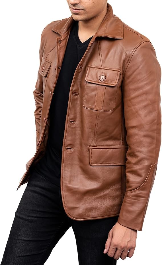 SHIFA Leather Men Casual Coat – Notched Collar Classic Bond’s Style Ultimate Leather Blazer for Men-picture-31