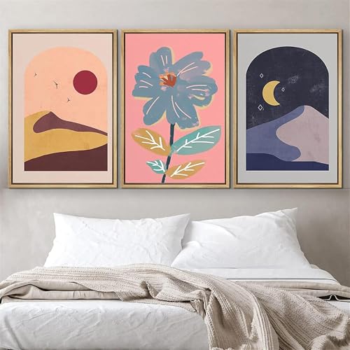 Soleil et lune affiches toile bohème milieu du siècle 40x60cm