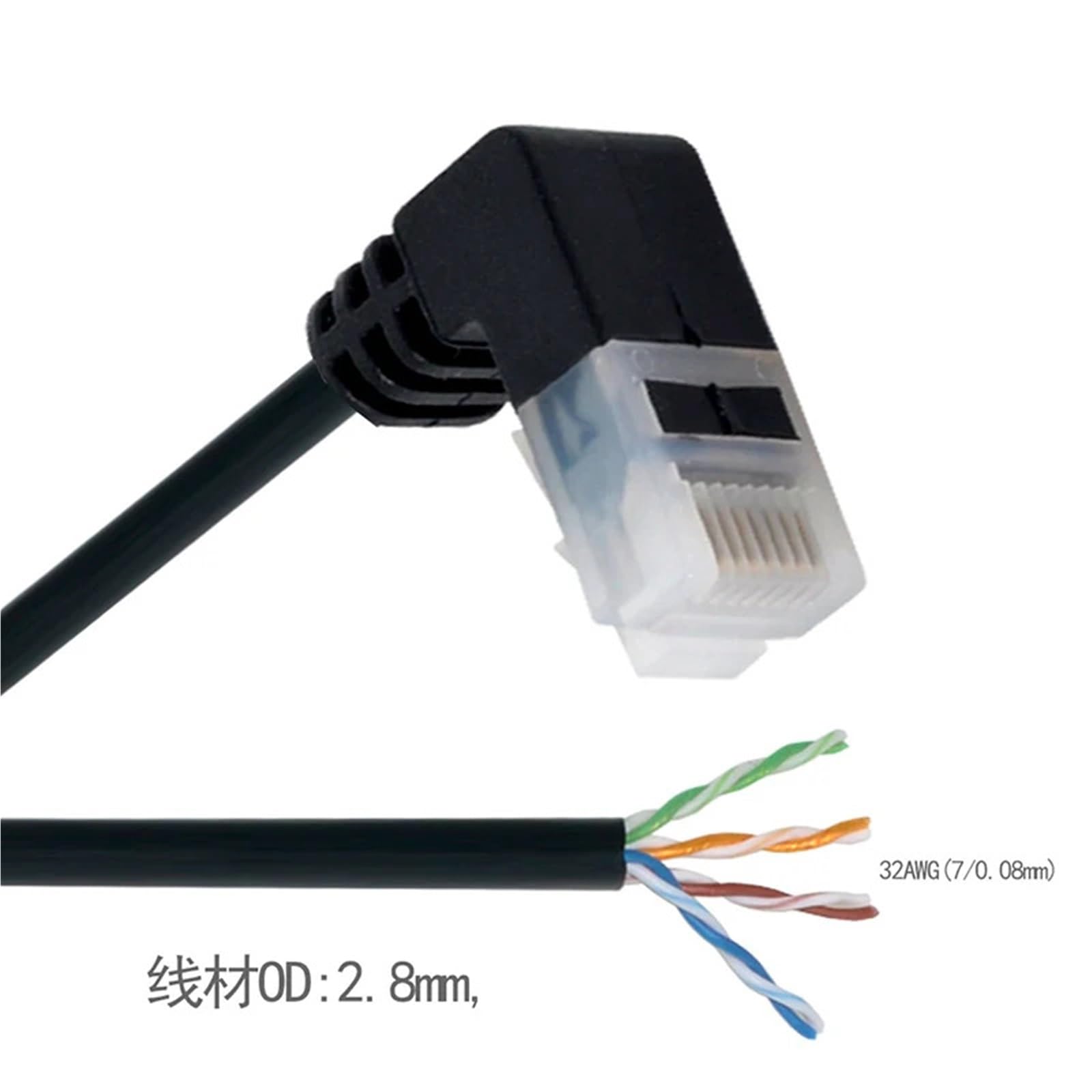 Ultra cienki kabel Ethernet Cat6 Super cienki RJ45, prawy, lewy, górny w dół kąt 90 stopni, kabel sieciowy UTP UTP LAN Cat6a 0,25 m-3 m (UT-027-lewy, 5 m)