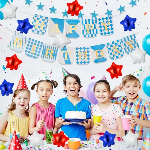 Image of 30 pcs Red Blue White Star Foil Balloon, 10 Inch Red Blue White Star Balloons Mylar balloons for Wedding Decoration Party balloon Birthday Decoration