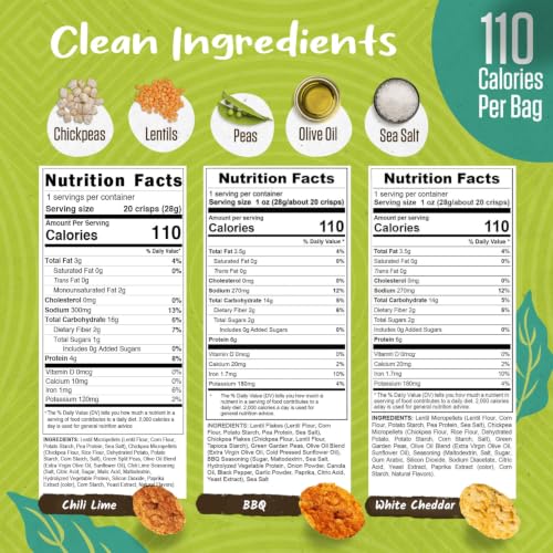 PeaKaPop Veggie Chips Flavored Variety Pack, Small Size (15-Pack) | Healthy snacks, vegan, gluten-free chips, chili lime, white cheddar, and bbq veggie chips, all 110 calories per 1 oz bag. - image 2