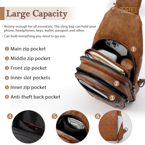 Image of JASGOOD Anti Theft Small Sling Bag for Women Leather Fanny Packs Crossbody Bags Trendy Anti-Theft Sling Purse for Travel