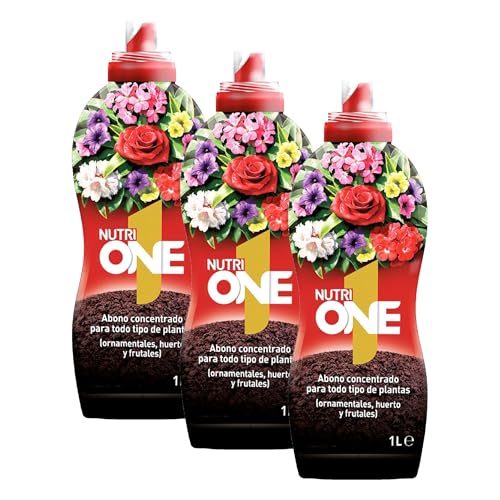 Nutri 1 One Abono líquido concentrado para todo tipo de Plantas y Flores, Fertilizante Premium con ingredientes naturales y resultados visibles en 7 días, (Paquete de 3)