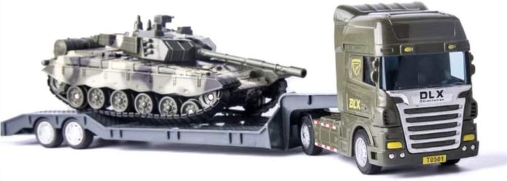ZUKULIFE Military Vehicles and Army Battle Site Toys Flatbed Truck with Tank, Gift for 3 4 5 6 Year Olds Boys Kid Toddler Child