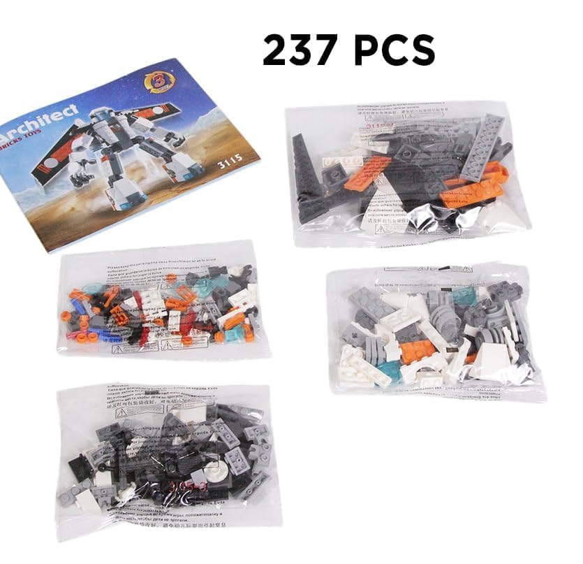 Image of Sky Tech 3 in 1 Architect Brick Toys 237+ Pieces Building Block - Space Astronaut Theme Blocks and Bricks - Robot, car, Aircraft Educational Engineering Construction Learning Toy for Kids