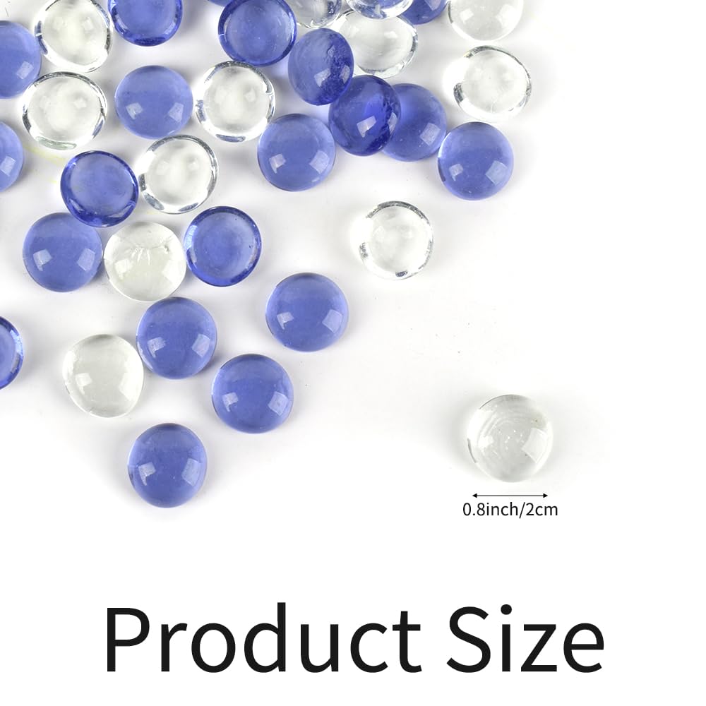 Redvigh Flat Glass Marble 1LB, 100PCS Glass Flat Gemstone for Floral Arrangements Vases Flat Bottom Gems Aquarium Fish Tank Pebbles Vase Filler Decor(Purple&Clear)