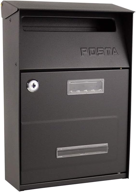 Wall Mount Mailbox,Mailboxes for Outside Wall Mount Outdoor Mailboxes with Lock Retro Vintage European Aluminum Wall Mounted Mail Box Post Box Secure Letterbox Black